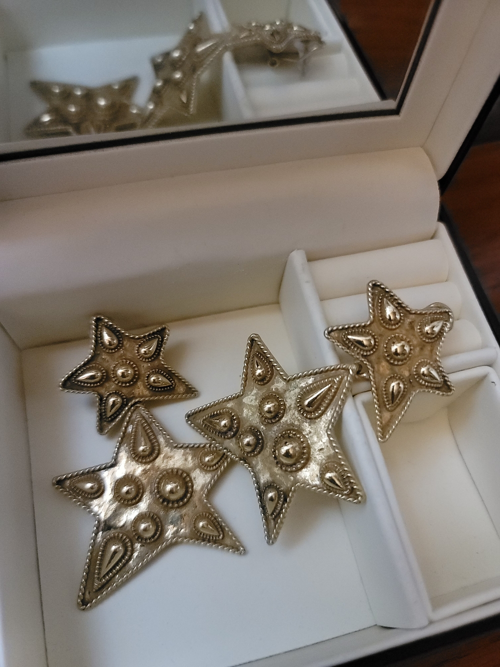 Gold Matte Star Statement Earrings - Unbranded